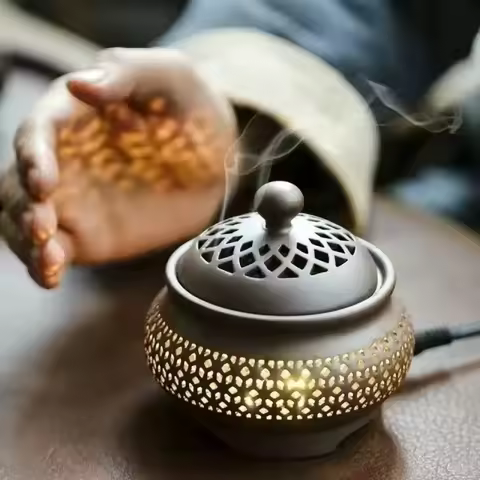 Premium Electric Incense Burner Ceramic – Rechargeable Aroma Diffuser for Home Office Yoga – Luxury 