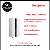 EuropAce 8,000 BTU Casement Conditioner EAC 801A - Singapore’s First And Only 2 Ticks Inverter Casement Aircon *FREE INSTALLATION