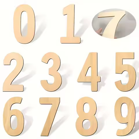 8inch Large Blank Wood Number 0-9 Wood Slices Signs Board Wooden Numbers For DIY Crafts Wall Wedding