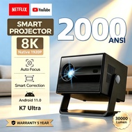 Fintex Max  Projector K7 Ultra Full 2000ANSI UHD  8k Autofocus/Dolby Audio/Mirroring High Brightness