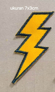 PATCH BORDIR KARAKTER UNIK - Wajah senyum bunga bintang petir - Berwarna kuning merah biru - Untuk d