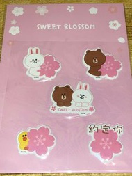 Line friends stickers blossom 百老匯電器 熊大 兔兔 櫻花貼紙