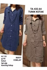 Tunik terbaru 2021 untuk lebaran // Tunik KOKE Size XXL JUMBO // tunik motif kotak kotak kecil // CO