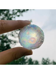 1入組帶樹脂的彩虹月光石、水晶月亮,水晶占卜球可用於家居裝飾、礦物、水晶療癒、收藏、靈性能量療癒,隨機發貨,尺寸: 3.5cm+
