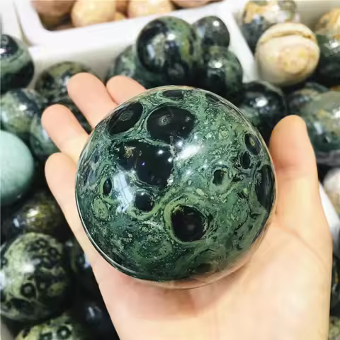Natural Green Malachite Tangling Jade ball Original Stone Decoration