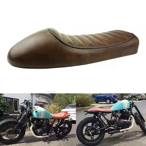 SAFFEN Brown Motorcycle Cafe Racer Seat Custom Vintage Hump Saddle Flat pan Retro Seat For Honda CB1
