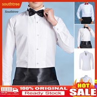 SOU_ Lightweight Men Shirt Emcee Top Men's Formal Dress Shirt Winged Collar Long Sleeve Solid Color 