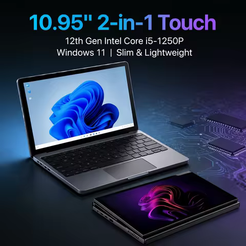 2025 New 10.95 Inch 2-in-1 Touch Screen Laptop 12th Gen Intel Core i5-1250P Windows 11 Slim Lightwei