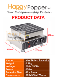 Happypopper Tokiwado Dorayaki Mini Pancake Machine Electric Gas 16 25 50 Holes Japanese Matinee Roti