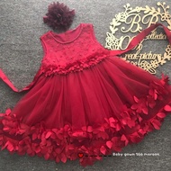 1-5Y Princess 566 Sleeveless Gown Lace Dress Kids with Headband Gaun Budak Aqiqah Flower Girl Birthd