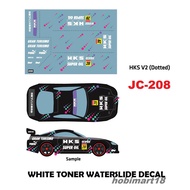 JC208 - HKS V2 Hotwheels 1:64 diecast custom white toner waterslide decals