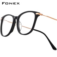 FONEX Acetate Titanium Glasses Frame Men Brand Design Retro Vintage Round Eyeglasses Women Ultraligh