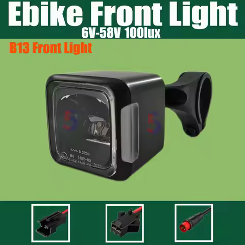 Ebike Front Light 6V-58V Highlight+Julet 2Pins WP Plug 80 Lux/100 Lux Front /Rear Lamp LED Bicycle E