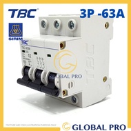 TBC 3 Pole Miniature Circuit Breaker MCB With SIRIM Approved 6 10162032405063 AMP