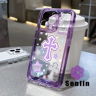 UNGU Purple Cross Transparent Phone Case For VIVO Y500 Z11 Z11X T5 Pro 5G Y11d Y31d V70 Fe Y05 Y18 Y