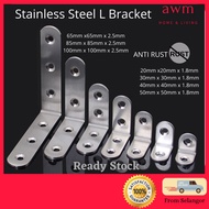 AWM L Bracket Stainless Steel L Bracket Angle Bracket Sesiku L Rak Rack L Angle Hanging Bracket Wall