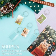 300Pcs Photo Picture Keychain Blank Keychain Picture Holder Acrylic Keychain Picture Frame Portable 