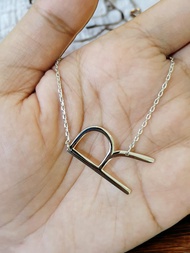 kalung huruf R rantai nori donat perak/silver925