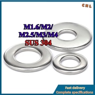 Flat Washer SUS 304 Stainless Steel Grade A2-70 |Washers Plain Washer Gaskets M1.6/M2/M2.5/M3/M4*L=4
