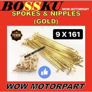 9 X 161 RANTING GOLD 9 X 161 SPOKES GOLD 9X161 SPOKES & NIPPLES GOLD 9-161 RANTING EMAS 9X161 SPOKES