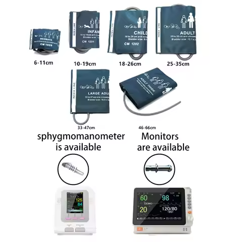 With Connector 6 Size of Cuffs Neonatal Infant Child Adult Blood Pressure Meter Medical BP Arm Thigh