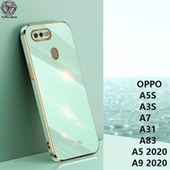 YuPin เคสโทรศัพท์นิ่มขอบตรงสำหรับ A5S OPPO/A5 2020 / A9 2020 / A3S / A31/A7/แผ่นเคลือบโครเมี่ยมสุดหรู A83หลากสีและเงาฝาหลังโทรศัพท์กันกระแทก