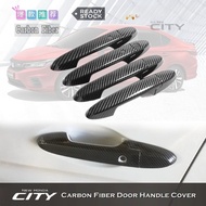 Honda City 2015‑2026 Car Door Handle Cover Garnish Glossy Black Carbon Fiber Chrome Exterior Decor A