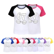 5391 Kids Steal a Brainrot 67 Print Raglan Casual T-Shirt