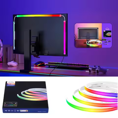 Real-Time Screen Sync Light Strip RGB Color LED Backlight Ambient Monitor Decor Lamp For 24-49 Inch 