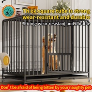 Mobile Upgraded Six-sided Square Tube Dog Cage Large  With Tray Pet Cage Indoor Dog House 狗笼