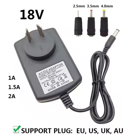 Universal Power Supply 18v DC UK AU 18V2A 2A 1.5A 1A AC DC Adaptor 18V Converter DC4.0mm DC3.5mm DC2