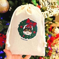 聖誕禮物 | 耶誕花圈貓の日常 賓士貓 帆布束口袋 手工印製