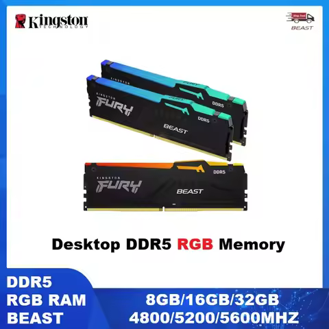 Kingston FURY DDR5 RGB RAM BEAST Desktop Memory 8GB 16GB 32GB Gaming UDIMM Memoria 5200MHZ 560MHZ Hi