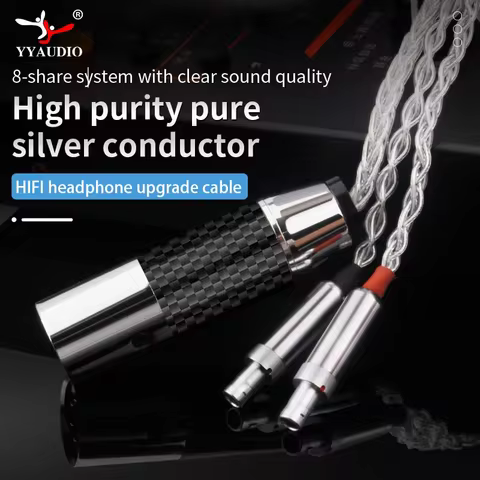 YYAUDIO HD800 HIFI Earphone Upgrade Cable 4N Sterling Silver Upgrade Wire 2.5/3.5/4.4/6.35mm Plug XL
