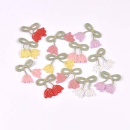 10pcs 3.5x3.6cm Lily Of The Valley Bow Embroidered Patches Pastel Bell Flower Appliques Suitable For