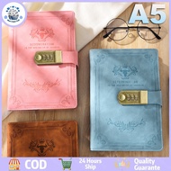 A5 200-page notebook / Notebook with password lock Leather notebook