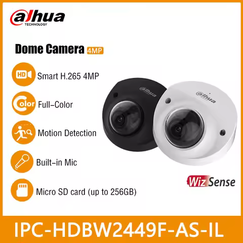 Dahua IPC-HDBW2449F-AS-IL 4MP Smart Dual Light Full-Color Mini Dome WizSense Security Network IP Cam