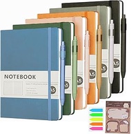 Gecaja 6 Pack Lined Journal Notebook with 6 Pens, A5 Hardcover Notebook, Business Notebooks Bulk, College Ruled Notebook, Notebooks for Work Office School, 200 Pages, 100GSM Thick Paper (5.7" x 8.3")