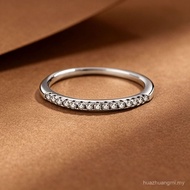 New Ring Moissanite Ring Silver Platinum Plated Flat Ring Closed Light Luxury High-End Jewelry Jewel