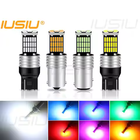 P21W Led Bulb IUSIU 2PCS 1156 P21W Led Bulb 1157 T20 7440 7443 W21W BA15S BAY15D P21/5W 45SMD Revers