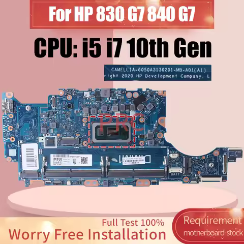 6050A3136201 For HP EliteBook 830 G7 840 G7 Laptop Motherboard i5 i7 10th Gen HSN-I36C M08557-601 M0