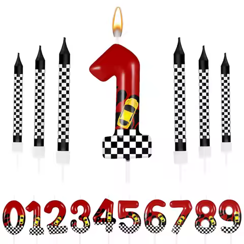 7pcs red Racing Cars Themed Birthday for CakeCandles, Number0 1 2 3 4 5 6 7 8 9 10 Candle Birthday C