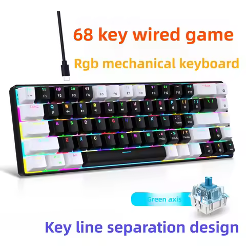 Mechanical keyboard 68-Key clavier gaming teclado 65% key board white black keyboards RGB klawiatura
