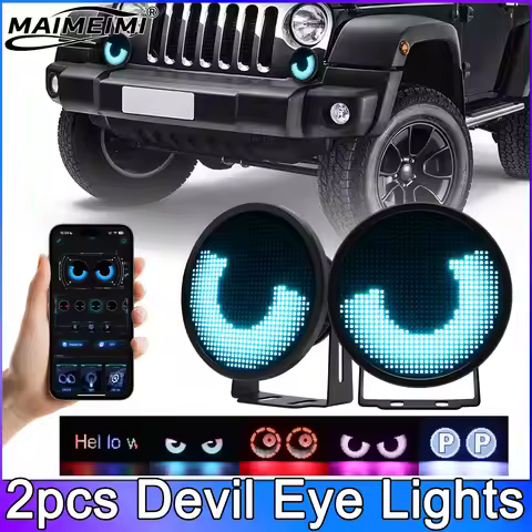 QC 2pcs DIY LED Car Dynamic Devil Eye Large Light 3inch 3D Lens Dynamic Pupils Headlight Car Light R