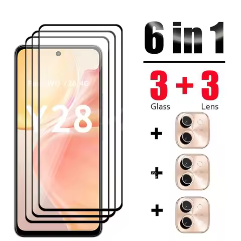 6 In 1 For VIVO Y28 Glass Tempered Glass VIVO Y28 Glass Full Cover Screen Protector Camera Film Temp
