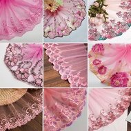 1Yard Pink Embroidery Lace DIY Wedding Clothing Fabric Cradle Home Textile Sofa Trim