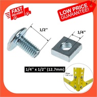 Slotted Angle Bar Screw Bolts and Nuts / Skru Rak Besi Lubang Roofing Bolt and Nut 1/4'' x 1/2''