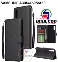 SAMSUNG A30S/A50S/A50 FLIP LEATHER CASE PREMIUM-FLIP WALLET CASE KULIT UNTUK SAMSUNG A30S/A50S/A50 - CASING DOMPET-FLIP COVER LEATHER-SARUNG BUKU HP