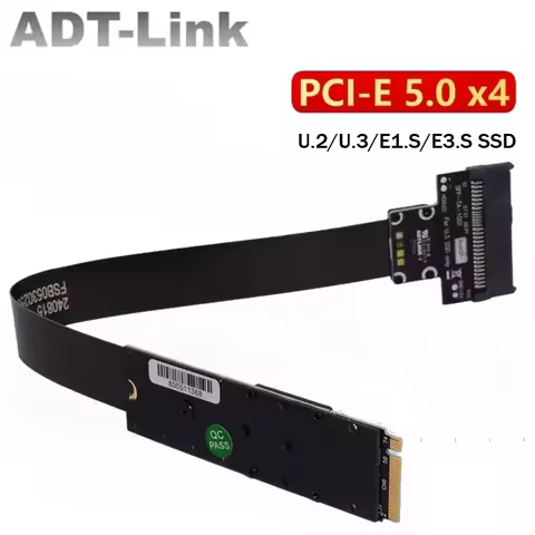 ADT-Link M.2 NVMe to U.2 U.3 E1.S E3.S SSD Extension Cable Sata Power Cord PCI-E 4.0 5.0 X4 U.2 U.3 