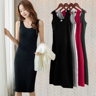 [HY] S-3xl Women's Large Size Vest Bottoming Dress Solid Color Mid-Length Sling Dress Women's Clothi